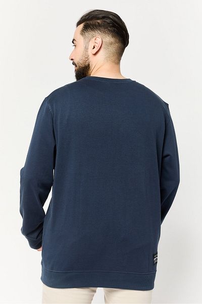 PAUL FRANK Men Crew Neck Graphic Print Long Sleeves Sweatshirt, Navy