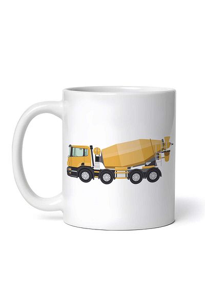 OEM Personalized white mug, Concrete mixer, INOVATIX®. 330 ml