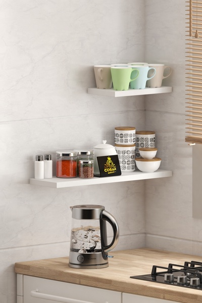 Cosargroup 2li İskandinav Tarzı Bohem Uçan Duvar Rafı Ofis Mutfak Banyo Rafı