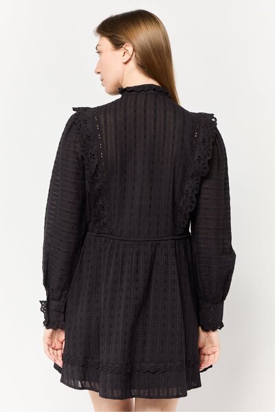 Scotch & Soda Women Textured Laced Mini Dress, Black