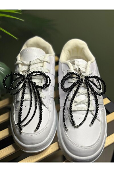 BERİLLAY 1 Çift Çıkarılabilir Incili Fiyonk Ayakkabı Tokası Fiyonk Charms siy...