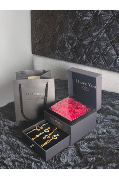 Silver Seasons Premium Kutuda 3lü Kolye Hediyeli Gül Takı Kutusu