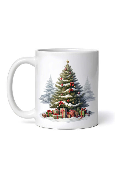 OEM Cană albă personalizată, Brad de Crăciun decorat în pădure, Inovatix®. 330ml