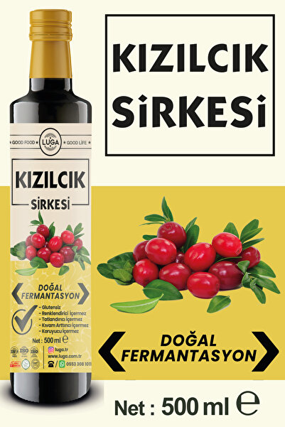 Luga Kızılcık Sirkesi 500 ml - Doğal Fermantasyon, Katkısız, Glutensiz, Koruyucu İçermez