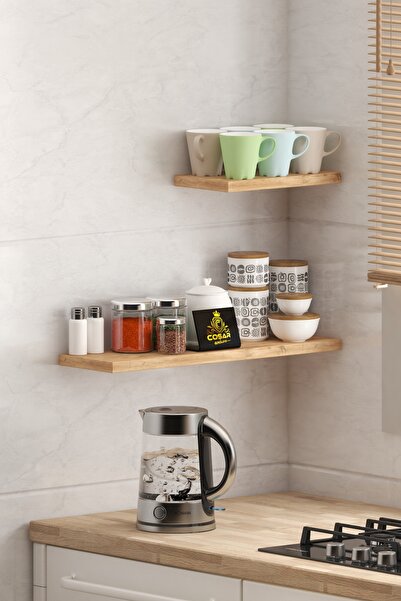 Cosargroup 2li İskandinav Tarzı Bohem Uçan Duvar Rafı Ofis Mutfak Banyo Rafı
