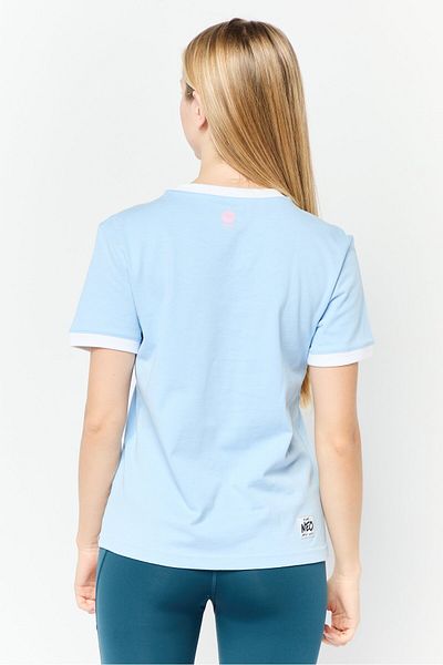 adidas Women Sportswear Fit Short Sleeve Outdoor Top, Light Blue