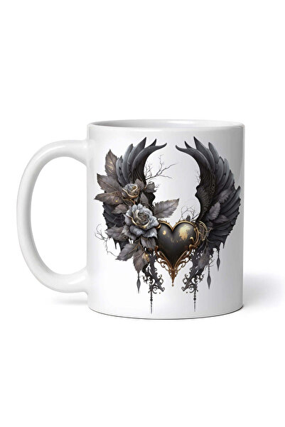 OEM Cană albă personalizată, Dark Angel Wings Love, INOVATIX®. 330ml