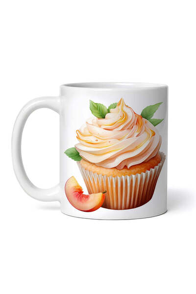 OEM Cană albă personalizată, brioșă cu piersici, Inovatix®. 330 ml