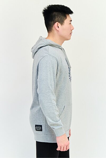 PAUL FRANK Men Long Sleeves Brand Logo Hoodie, Grey