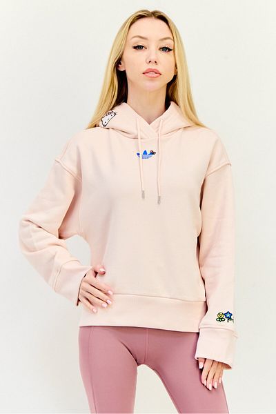 adidas Women Sportswear Fit Long Sleeves Running Hooded Sweatshirt, Light Pink
