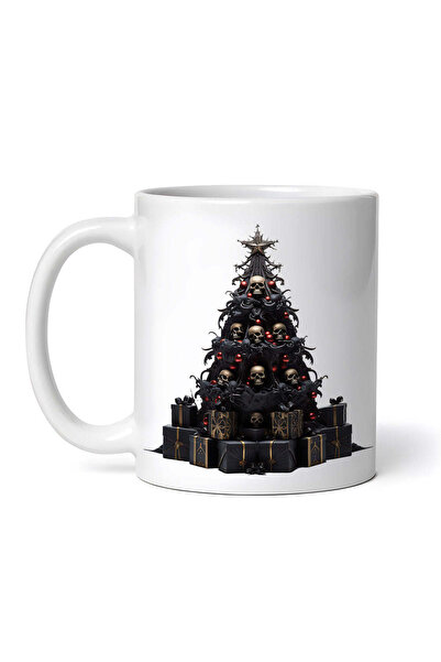 OEM Εξατομικευμένη Λευκή Κούπα, Μαύρο Χριστουγεννιάτικο Δέντρο με Κρανία, Ino...