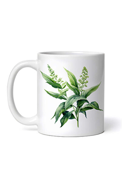 OEM Εξατομικευμένη Λευκή Κούπα, Σύνθεση με Λουλούδια Βασιλικού, Inovatix®. 330ml