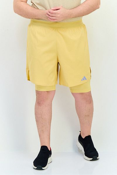 adidas Men Sportswear Fit 7 Inseam 2 In 1 Training Shorts, Yellow