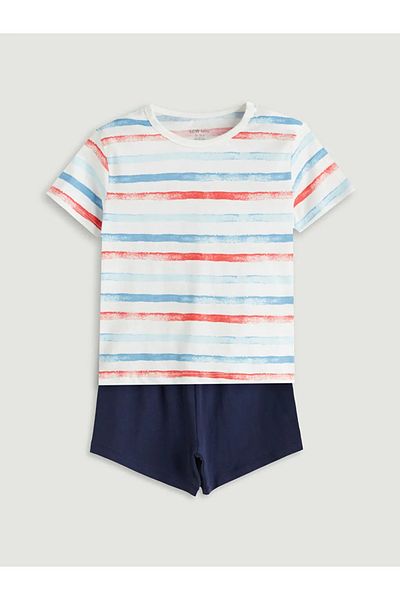 LC Waikiki Lcw Baby Ecru Striped Baby Boy T-Shirt and Shorts 2-Pack