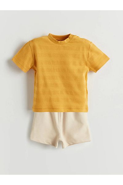LC Waikiki Lcw Baby Sari Striped Baby Boy T-Shirt and Shorts 2-Pack