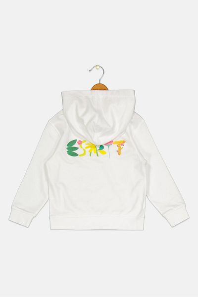 Esprit Kids Girl Hooded Embroidered Long Sleeves Sweatshirt, White