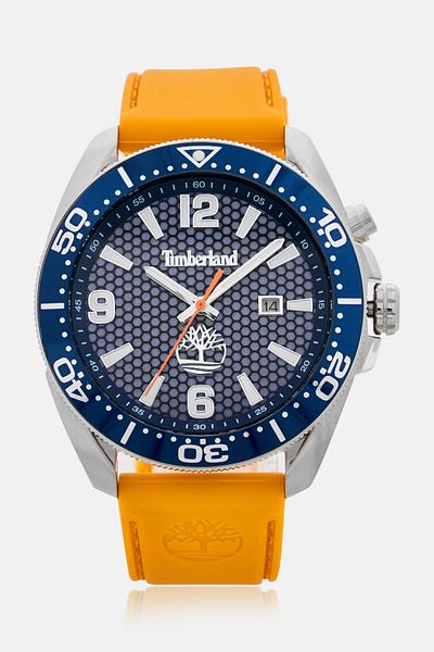 Timberland Men Tdwgn0010002 Silicone Analog Watch 44 Mm, Orange