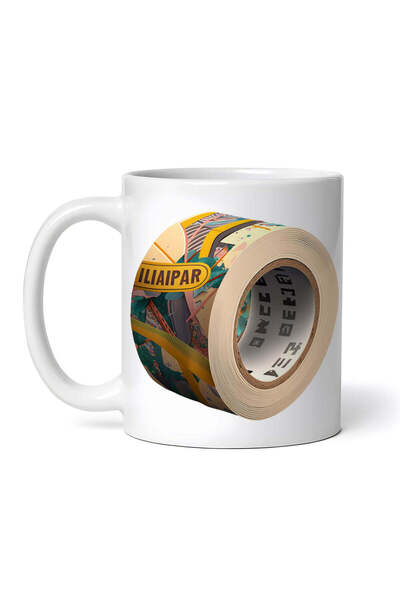 OEM Cană albă personalizată, bandă adezivă camuflaj, Inovatix®. 330 ml