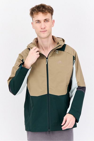 adidas Men Sportswear Fit Long Sleeve Outdoor Hooded Jacket, Multicolor