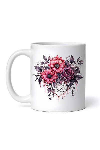 OEM Personalized White Mug, Gothic Floral Arrangement Umika, Inovatix®. 330ml