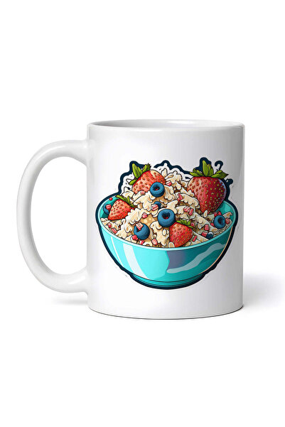 OEM Cană albă personalizată, bol pentru cereale cu căpșuni și afine, Inovatix®. 330 ml