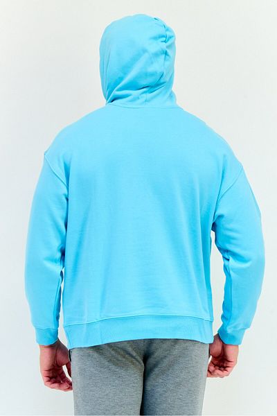 adidas Men Sportswear Fit Long Sleeves Outdoor Hoodie, Aqua Blue