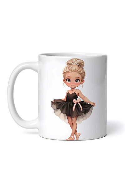 OEM Εξατομικευμένη Λευκή Κούπα, Μπαλαρίνα με Μαύρο Φόρεμα, Inovatix®. 330ml
