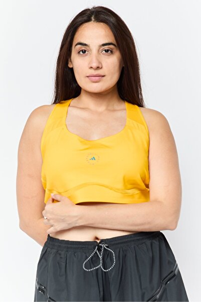 adidas حمالة صدر رياضية مبطنة بشعار العلامة التجارية للنساء من ستيلا مكارتني، لون أصفر