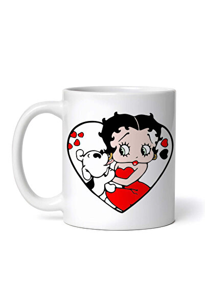 OEM Cană albă personalizată, Betty Boop cu câinele ei, Inovatix®. 330 ml