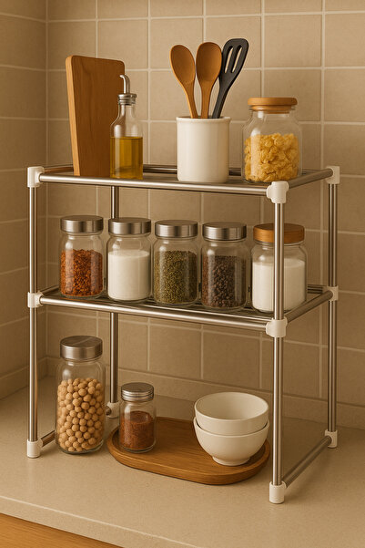 ALMUFARREJ رف ميكروويف تلسكوبي فضي