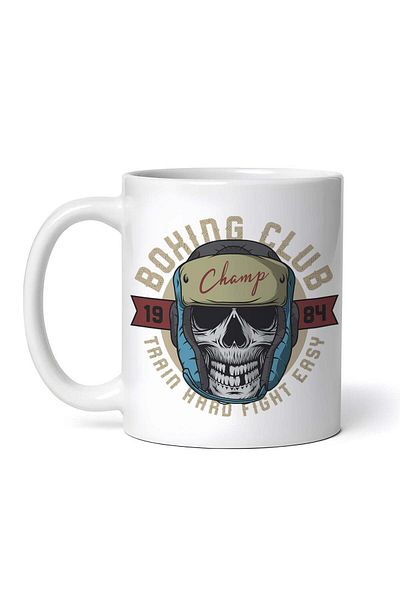 OEM Personalized White Mug, Boxing Club Train Hard Fight Easy, Inovatix®. 330 ml