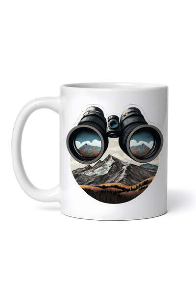 OEM Cană albă personalizată, binoclu de munte, Inovatix®. 330 ml