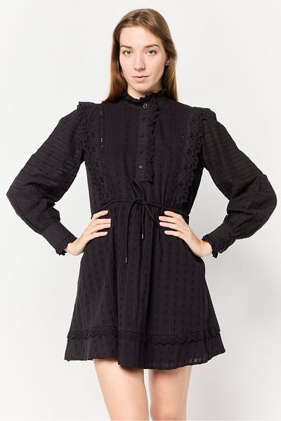 Scotch & Soda Women Textured Laced Mini Dress, Black