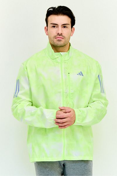 adidas Men Sportswear Fit Long Sleeves Running Jacket, Lime Green