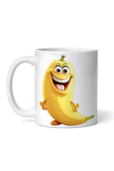 OEM Εξατομικευμένη Λευκή Κούπα, Χαμογελαστή Μπανάνα, Inovatix®. 330ml