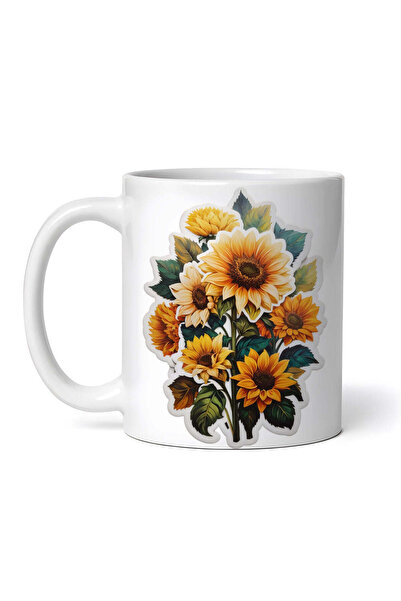 OEM Cană albă personalizată, Buchet de floarea soarelui, INOVATIX®. 330ml