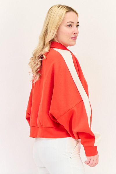 adidas Women Sportswear Fit Long Sleeves Outdoor Sweatshirt, Red