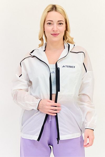 adidas Women Sportswear Fit Long Sleeves Outdoor Waterproof Jacket, White