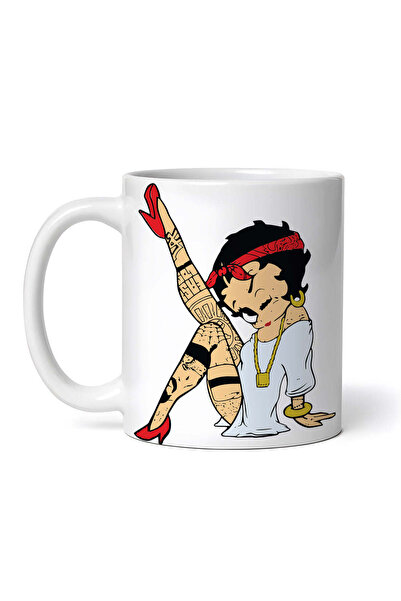 OEM Cană albă personalizată, Betty Boop cu tatuaje, Inovatix®. 330 ml