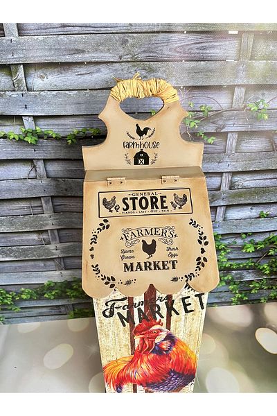 Bypinaryuksel Rooster Patterned Hanging Bag Holder, Bag Storage Box