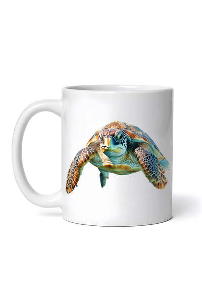 OEM Cană albă personalizată, broască țestoasă maro, Inovatix®. 330 ml