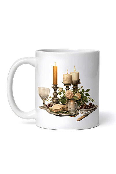 OEM Cană albă personalizată, aranjament de lumânări de Crăciun, INOVATIX®. 330ml