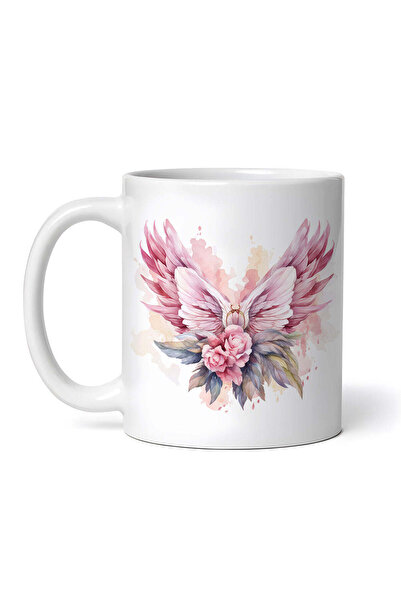 OEM Εξατομικευμένη Λευκή Κούπα, Maggie's Pink Angel Wings, Inovatix®. 330ml