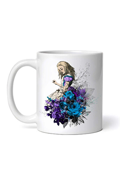 OEM Cană albă personalizată, Alice în Țara Minunilor pictată, INOVATIX®. 330ml