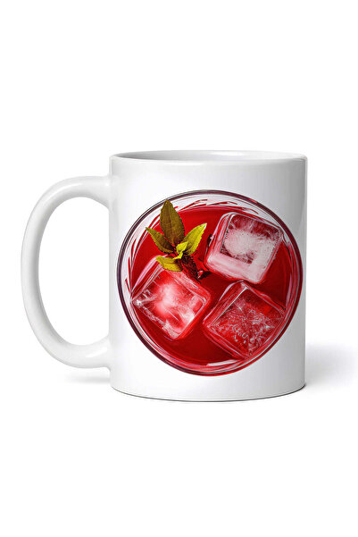 OEM Εξατομικευμένη Λευκή Κούπα, Κόκκινο Ποτό με Μέντα, Inovatix®. 330ml