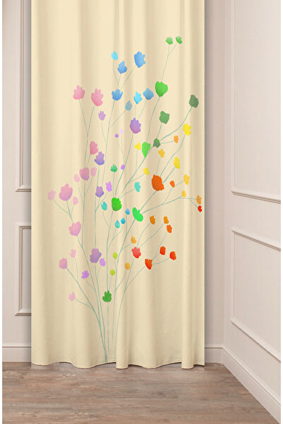 GREENDECOR Bohemian Flowers Soft Cream Beige Patterned Special Design Digital...
