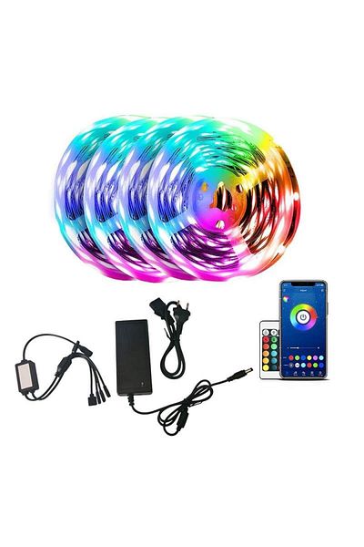 SIKS 4 LED Strip Kit, White Rolls, Bluetooth, 20 m (4 x 5m), IP65 Protection Rating, Multicolor
