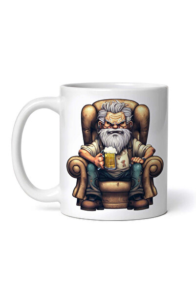 OEM Cană albă personalizată, Old Jimmy bea bere, INOVATIX®. 330ml