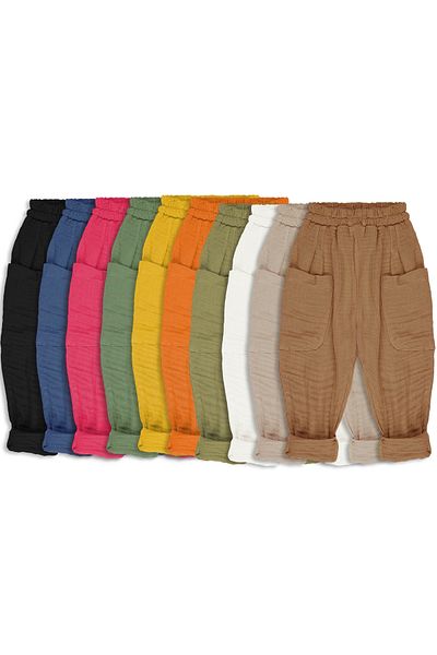 Catz Kids Pack of 2 Boyfriend Muslin Pants (Khaki and Brown)