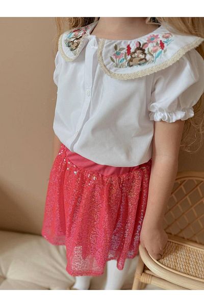 MİO Girl's Sequin Sequin Skirt Suit